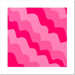 Pink wavy ocean waves gradient Posters and Art